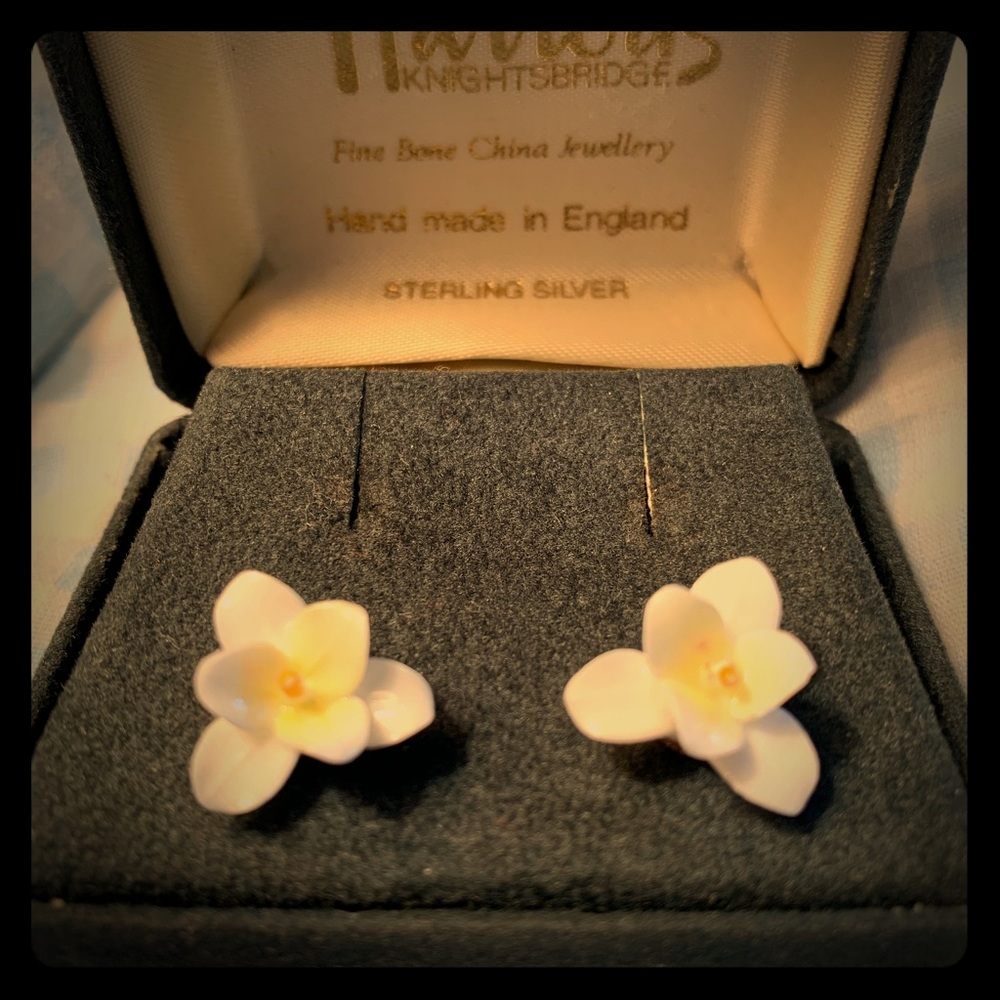 Harrods vintage bone china stud earrings